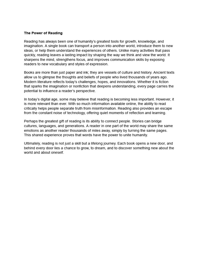 The Transformative Power of Reading | PDF