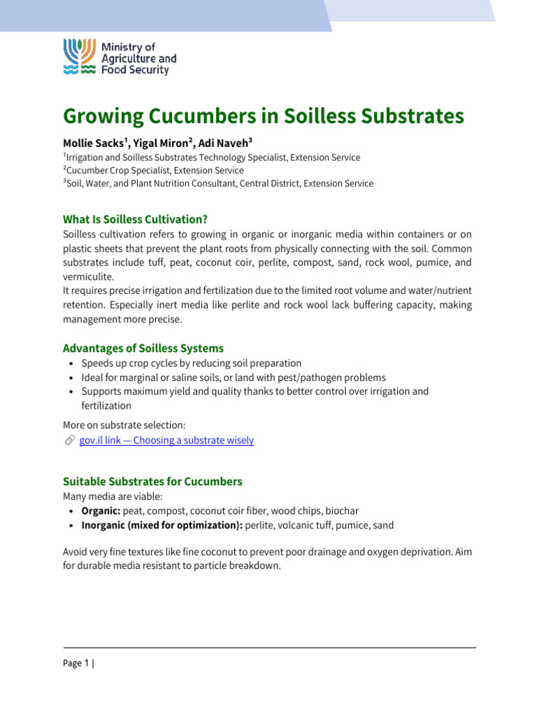 Soilless Cucumber Cultivation Guide | PDF | Hydroponics | Soil