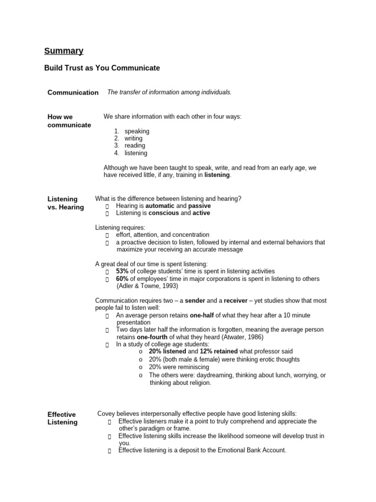 Mastering Effective Listening Skills | PDF | Nonverbal Communication ...