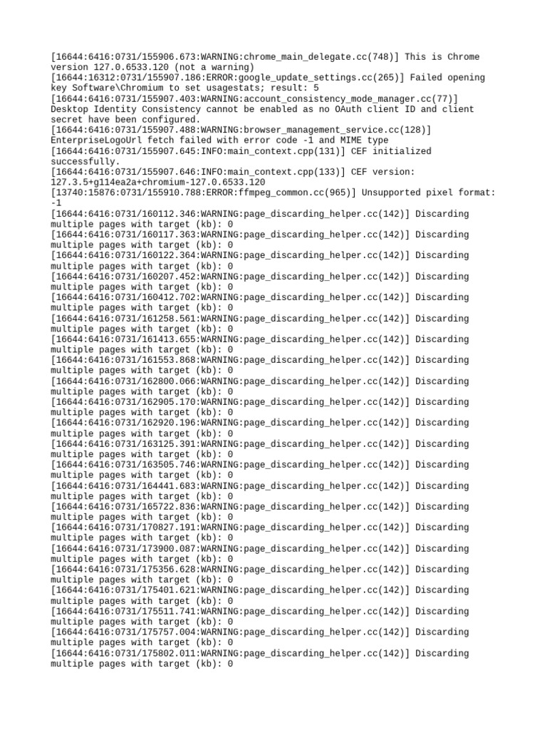 Chrome Version 127.0.6533 Logs | PDF | Computing | Software