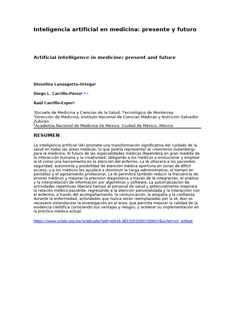 IA en Medicina: Transformación y Futuro | PDF | Inteligencia artificial ...