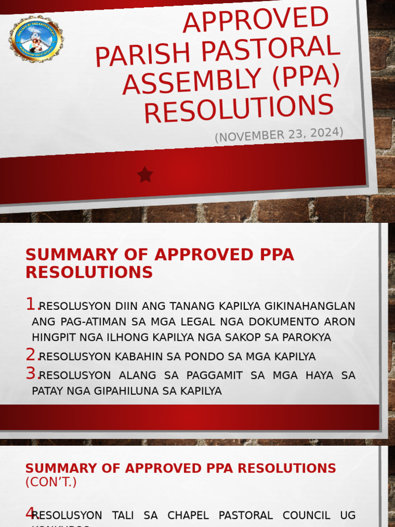 Ppa Resolutions Chapel Dos and Donts | PDF