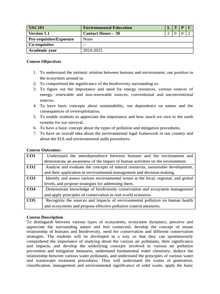 Environmental Education Overview | PDF | Sustainability | Conservation ...