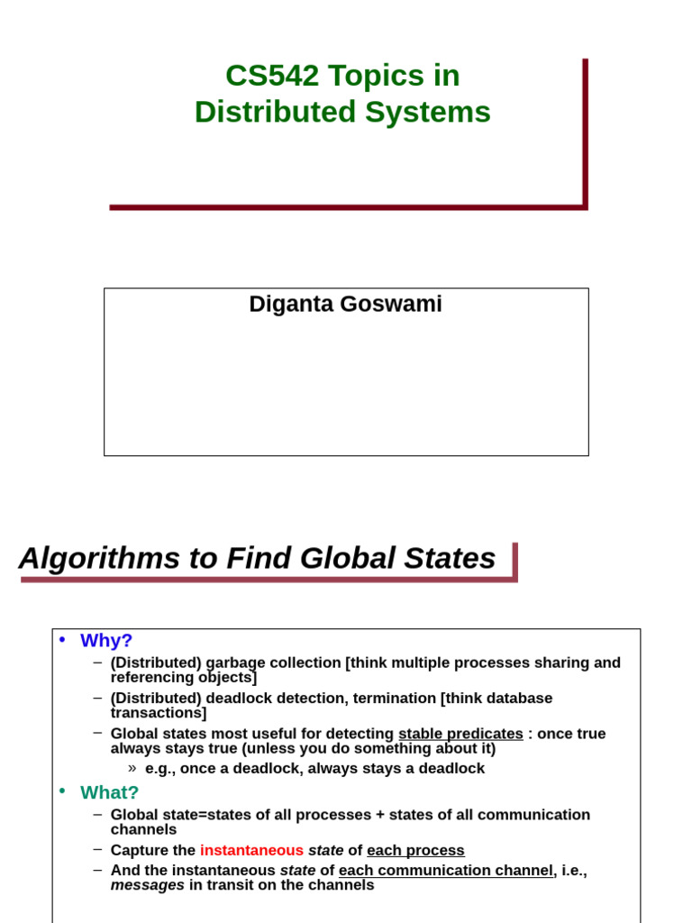 Global States in Distributed Systems | PDF | Theoretical Computer ...