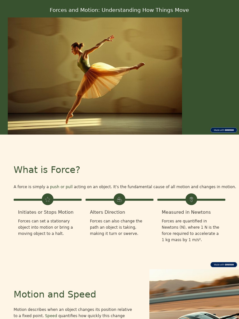 Forces and Motion Understanding How Things Move | PDF | Force | Pressure