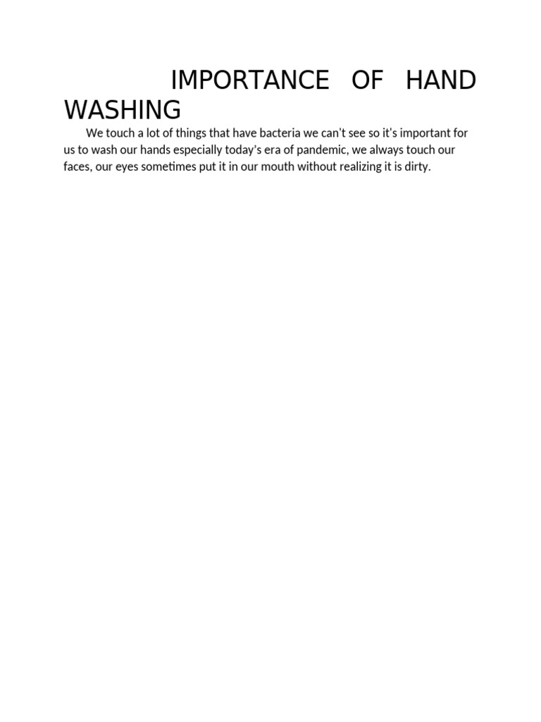Importance of Handwashing in Schools | PDF