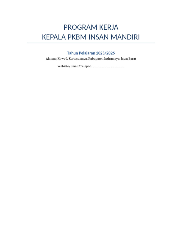 Program Kerja PKBM Insan Mandiri 2025/2026 | PDF
