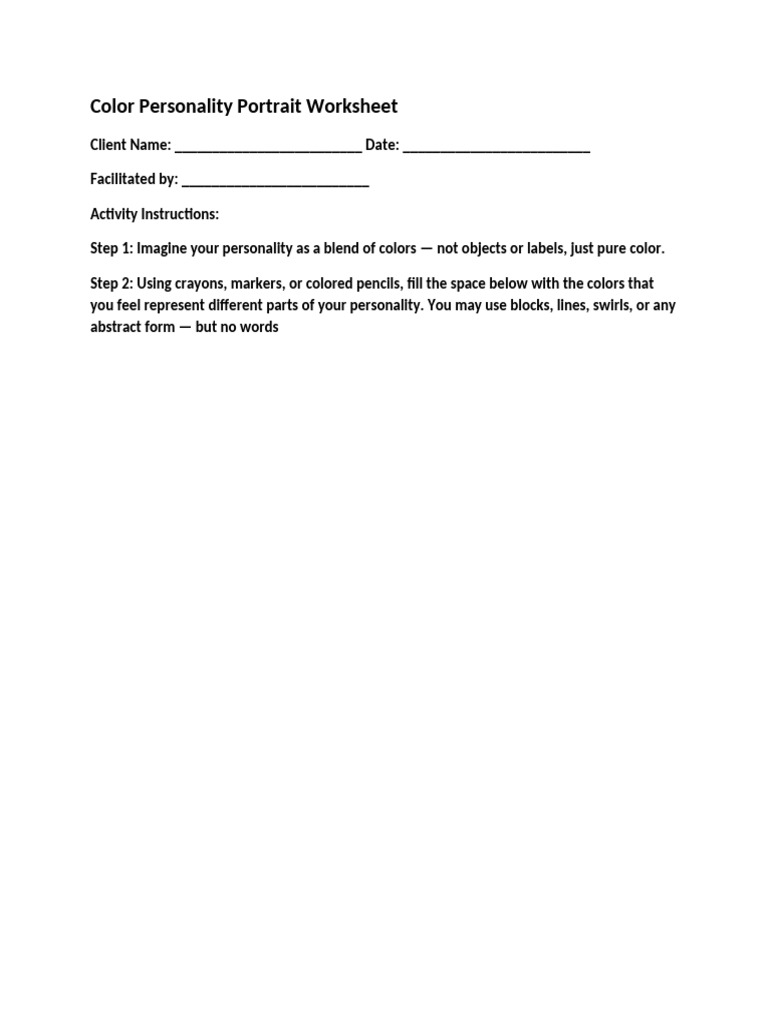 Color Personality Worksheet | PDF