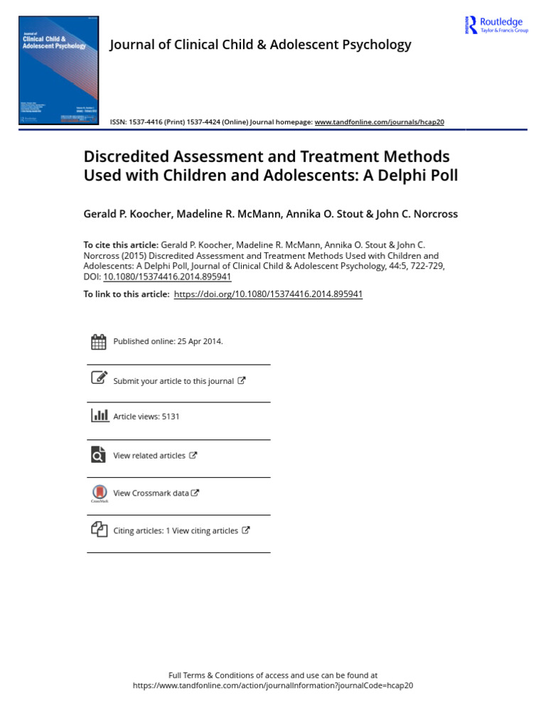 Discredited Assessment and Treatment Methods Used With Children and ...