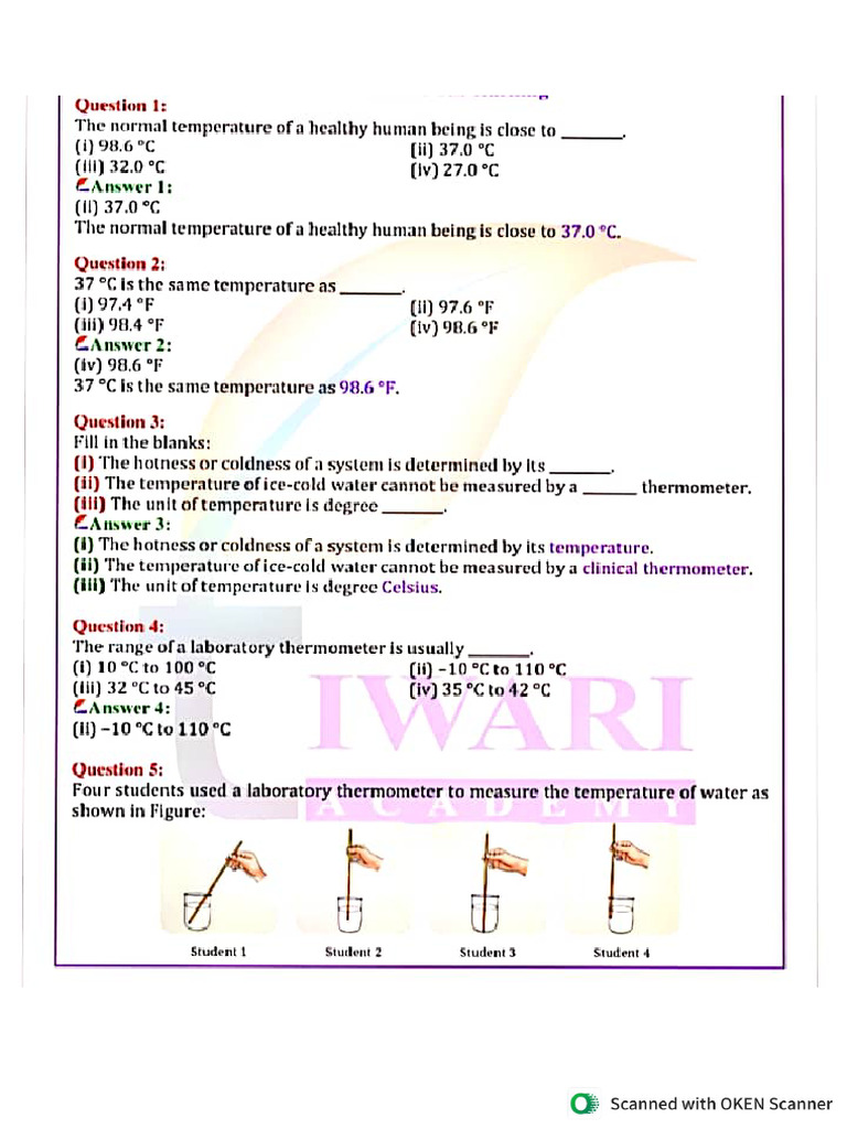 Temperature & Its Measurement | PDF