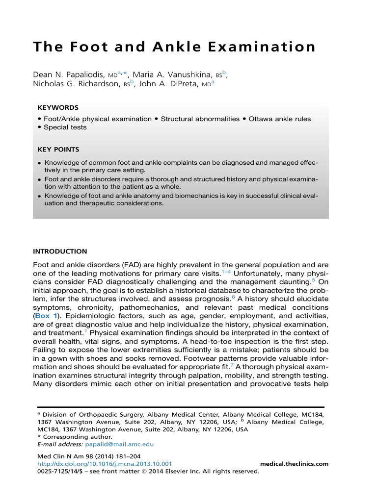Comprehensive Foot and Ankle Exam Guide | PDF | Ankle | Foot