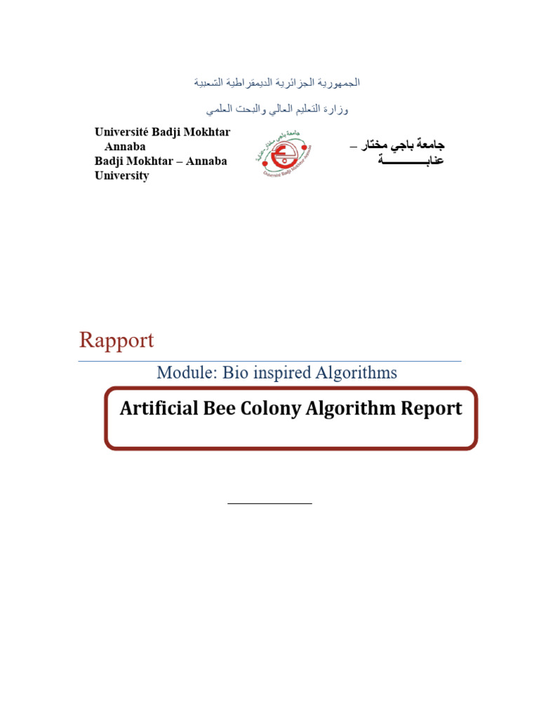 Artificial Bee Colony Algorithm Report | PDF | Algorithms | Applied ...