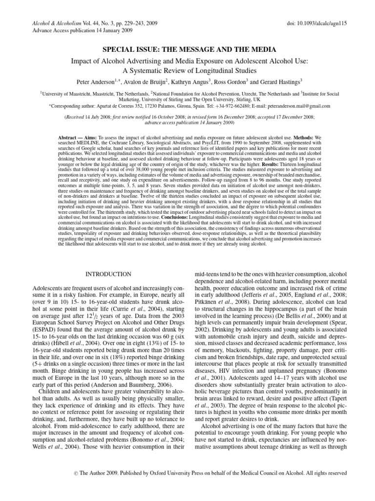 Alcohol Advertising's Impact on Youth Drinking | PDF | Alcoholic ...