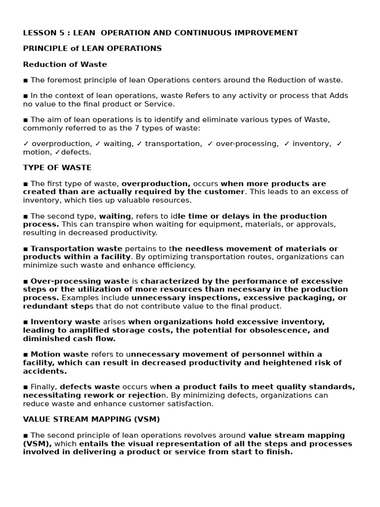 Lean Operations: Waste Reduction Strategies | PDF | Six Sigma | Risk ...