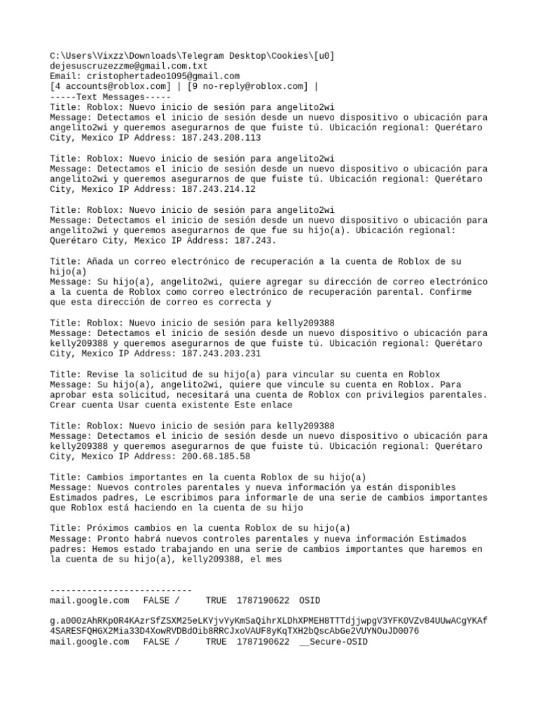 (9 No-Reply@roblox - Com) (Cristophertadeo1095@gmail - Com) | PDF ...