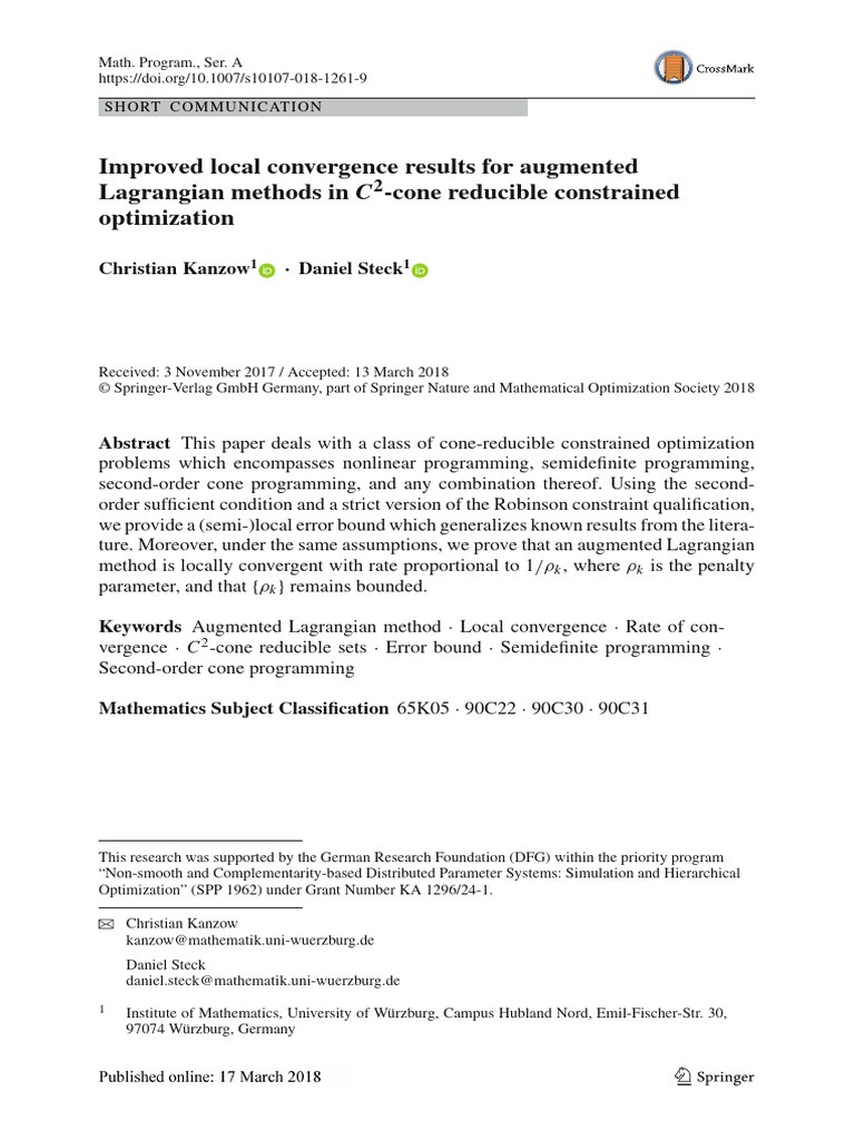 Kanzow2018 - Improved Local Convergence Results For Augmented ...