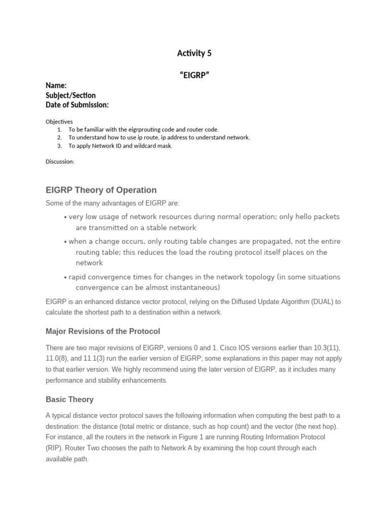 EIGRP Routing Protocol Overview | PDF | Routing | Computer Engineering