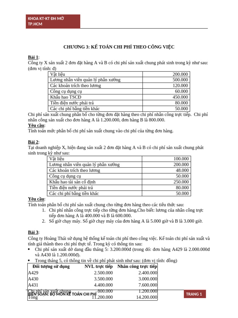 Bai Tap KTCP - C3 | PDF