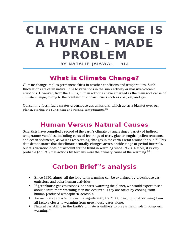 Climate Change Is A Human-Made Problem | PDF | Climate Change ...