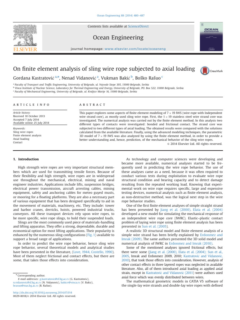 On Finite Element Analysis of Sling Wire Rope Subjected To Axial ...