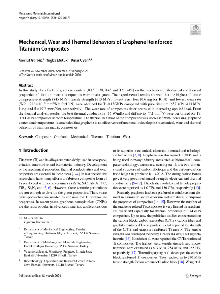 Graphene-Enhanced Titanium Composites | PDF | Composite Material | Graphene