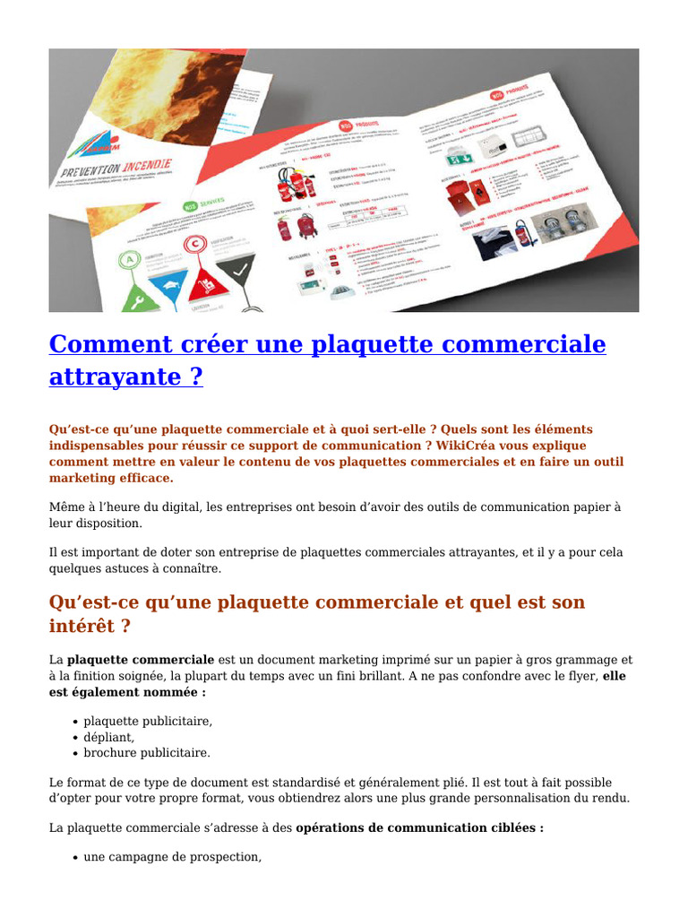 Créer une plaquette commerciale efficace | PDF | Commercialisation ...