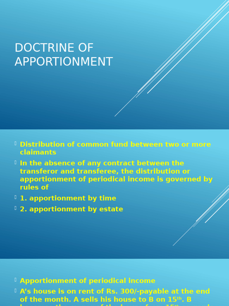 Doctrine of Apportionment in Property Law | PDF