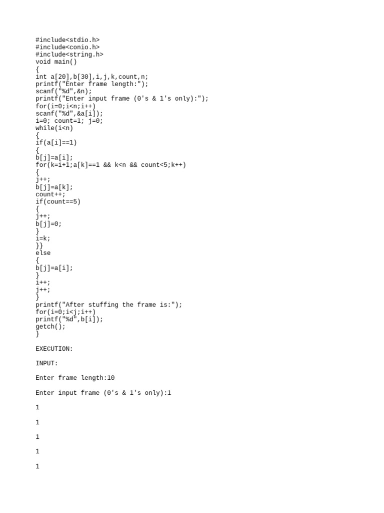 Bit Stuffing in Data Frames | PDF