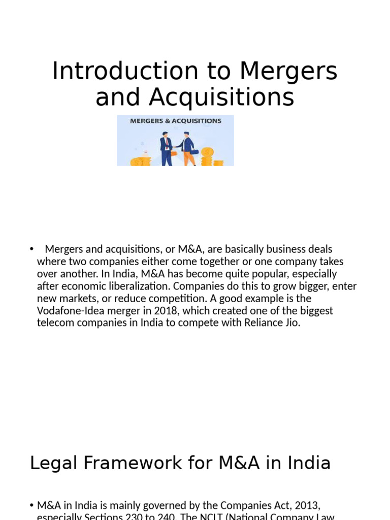 Mergers and Acquisitions in India | PDF