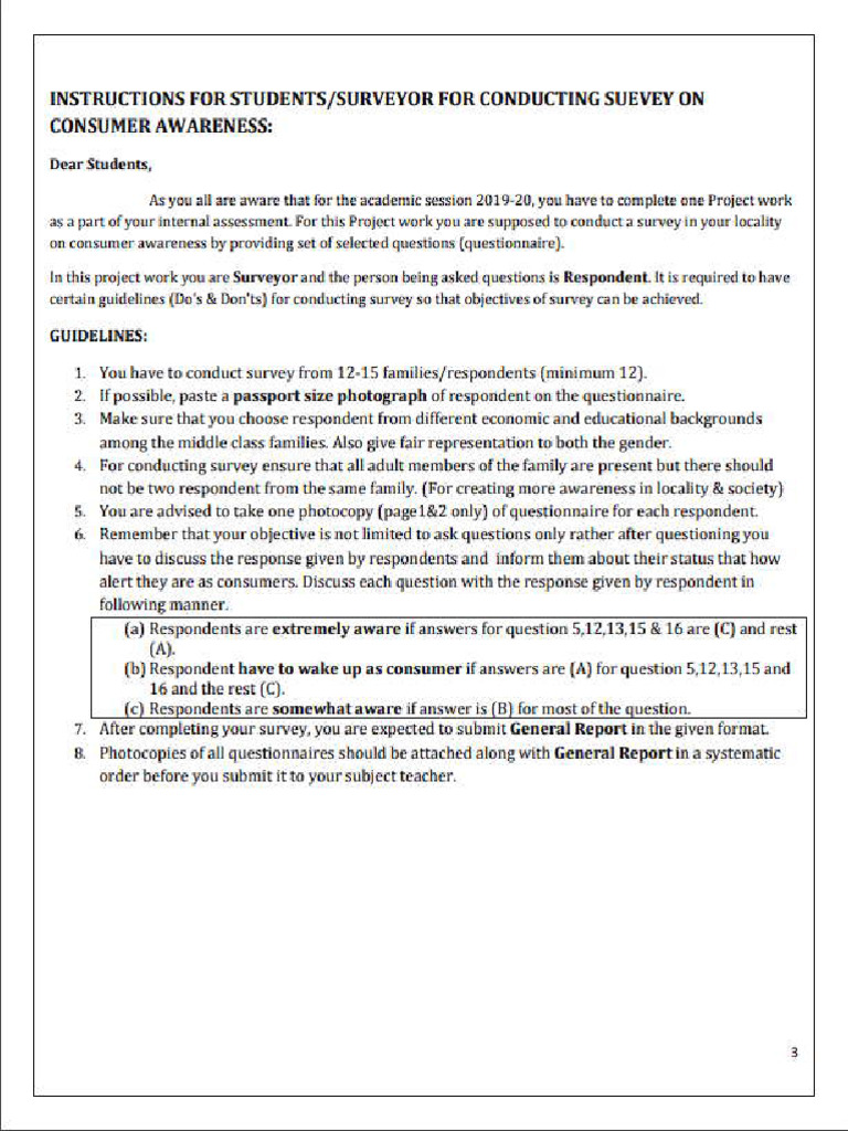 Questionnaire On Consumer Awareness Template - PDF - Google Chrome 10 ...