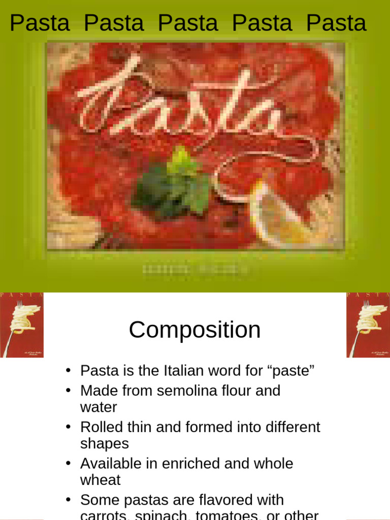 Types and Cooking of Pasta | PDF