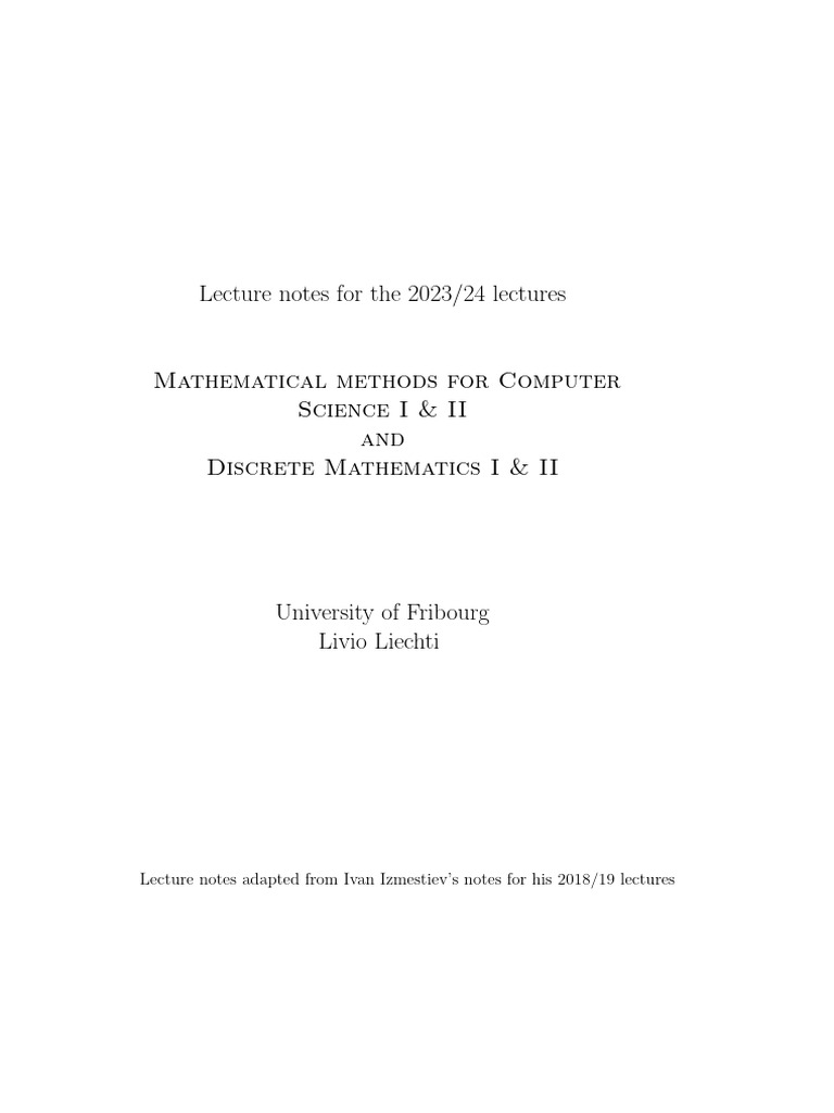 Mathematical Methods in Computer Science | PDF | First Order Logic ...
