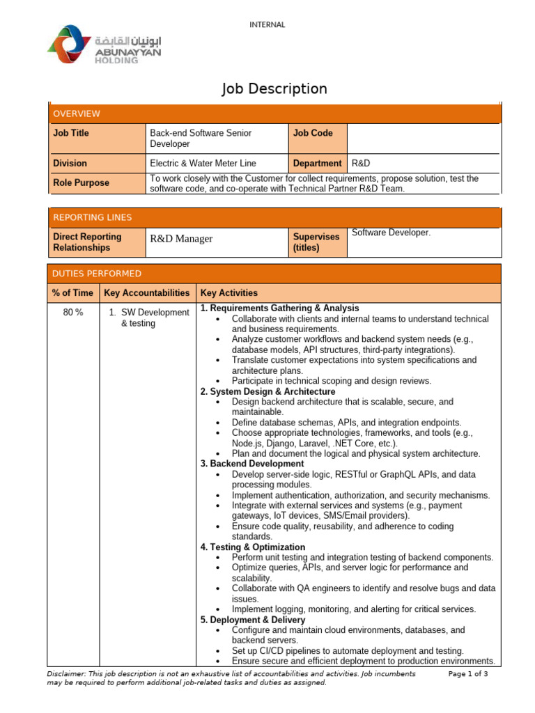 Senior Backend Developer Overview | PDF | Software Development | Databases