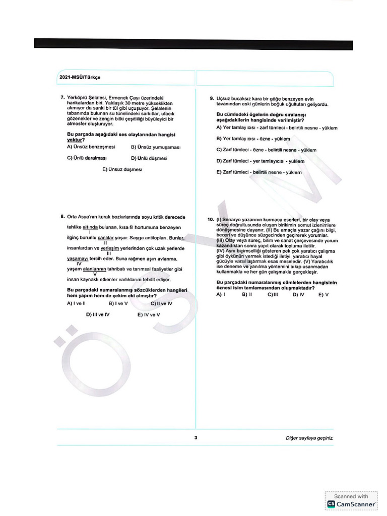 MSÜ 2020-2024 Dil Bilgisi | PDF