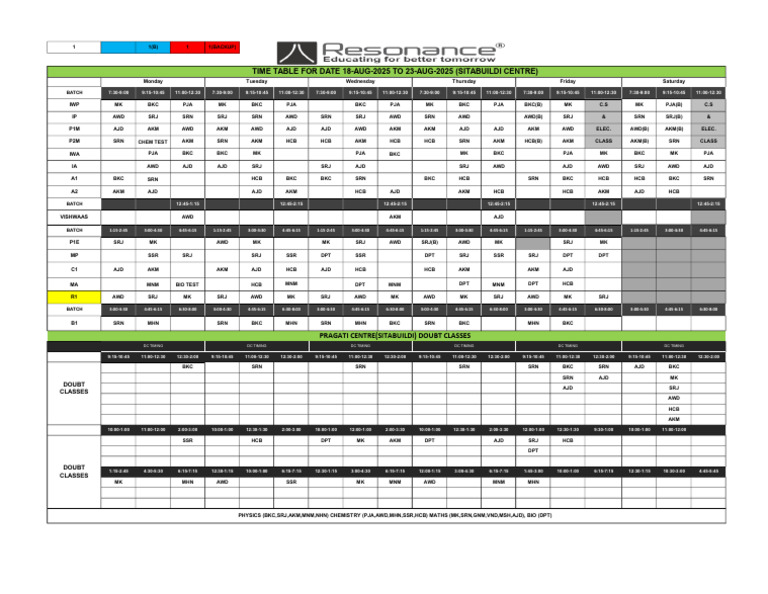 SITABUILDI Centre Timetable 2025 | PDF