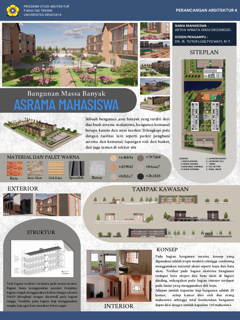 Desain Poster Arsitektur A3 Asrama | PDF