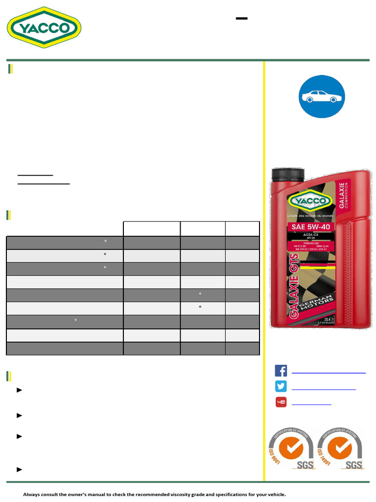 100% Synthetic Racing Oil: Approval: Specifications | PDF | Viscosity ...