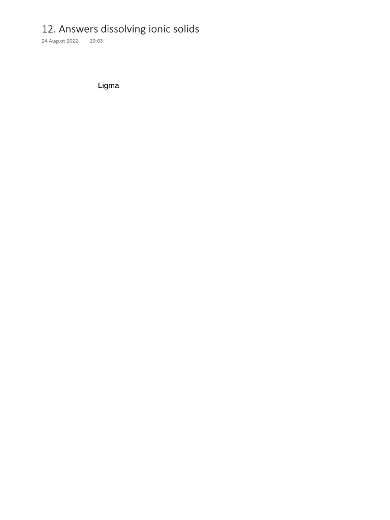 Answers Dissolving Ionic Solids: Ligma | PDF