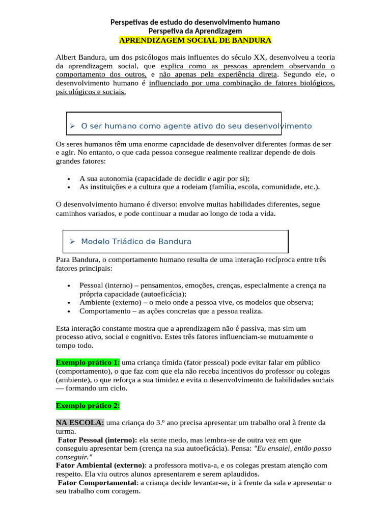 Aprendizagem Social e Desenvolvimento Humano | PDF | Aprendizado ...
