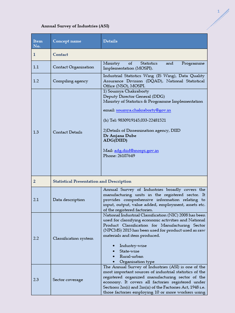 ASI Data Development Overview | PDF | Data | National Accounts