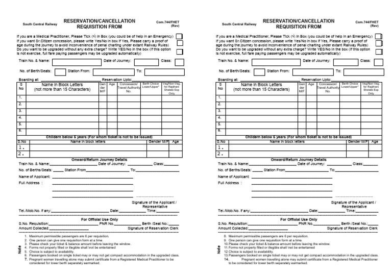 Railway Reservation Form Guidelines | PDF | Chess | Chess Theory