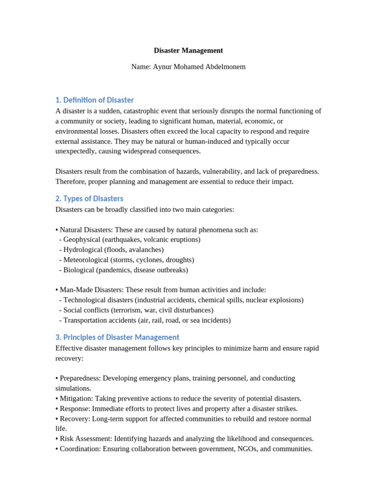 Disaster Management Assignment Expanded | PDF | Emergency Management ...