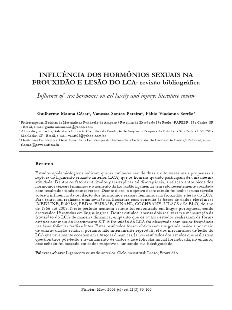 Hormônios Sexuais e Lesão do LCA | PDF | Ciclo menstrual