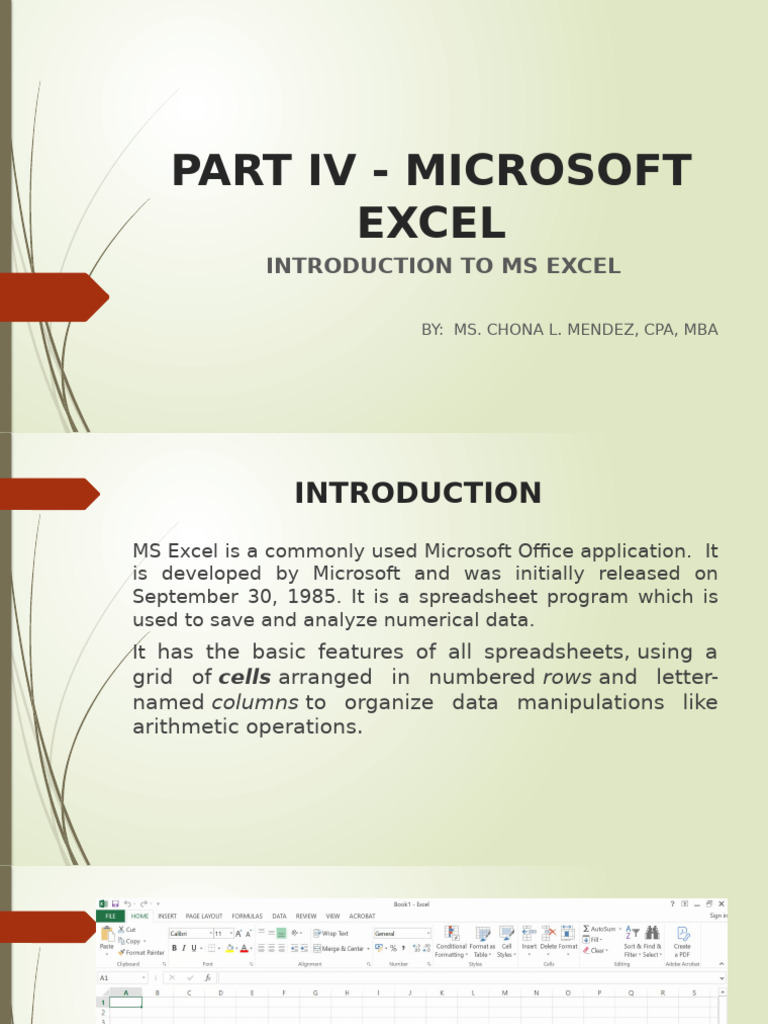 Part Iv Microsoft Excel | PDF