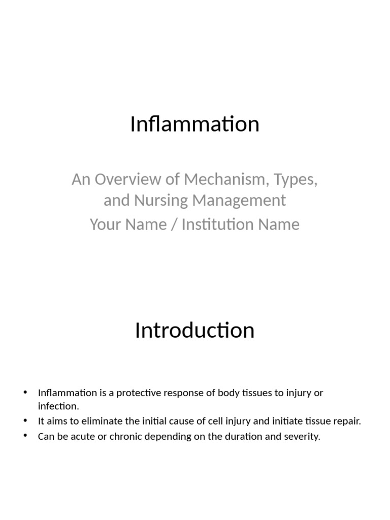 Inflammation: Types, Causes, and Nursing Care | PDF