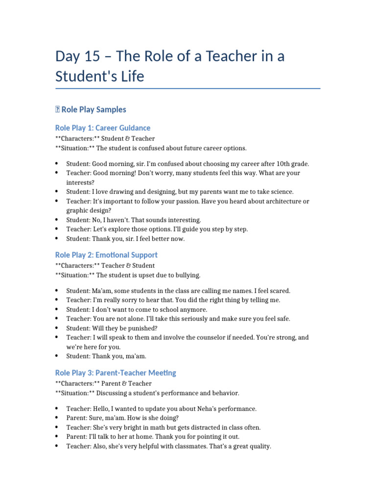 Role of Teacher Lesson Pack | PDF | Teachers | Mentorship