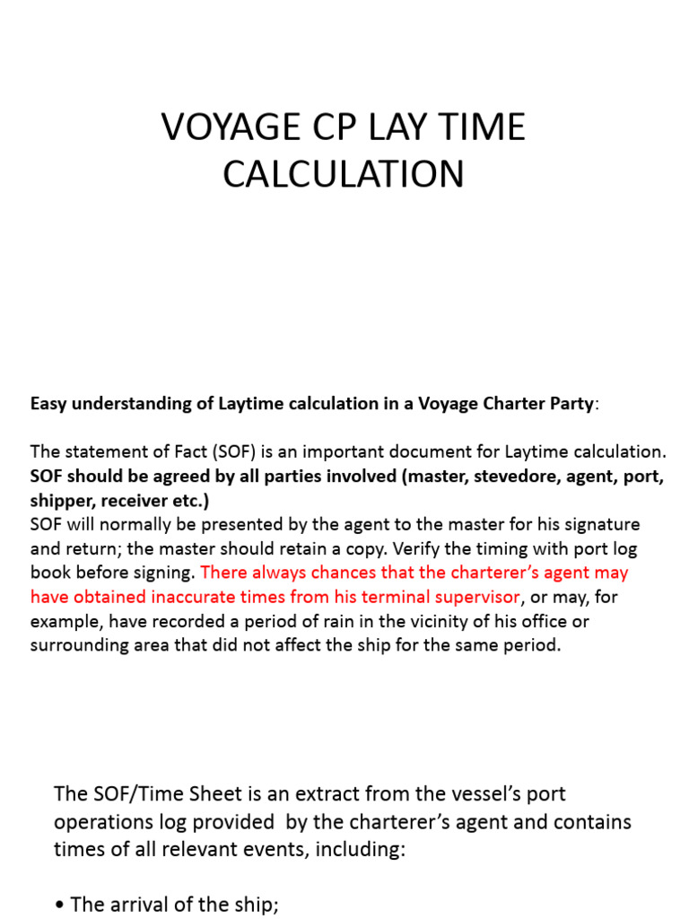 Voyage CP Lay Time, Sof Calculation | PDF | Shipping