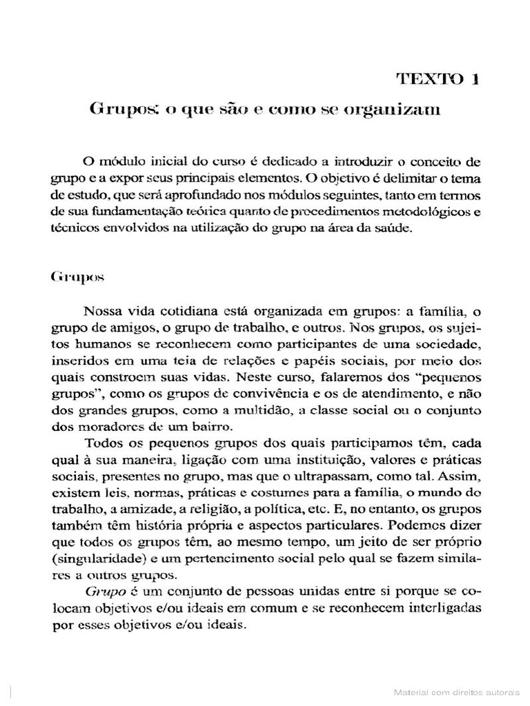 Grupos o Que São e Como Se Organizam Cap 1 | PDF