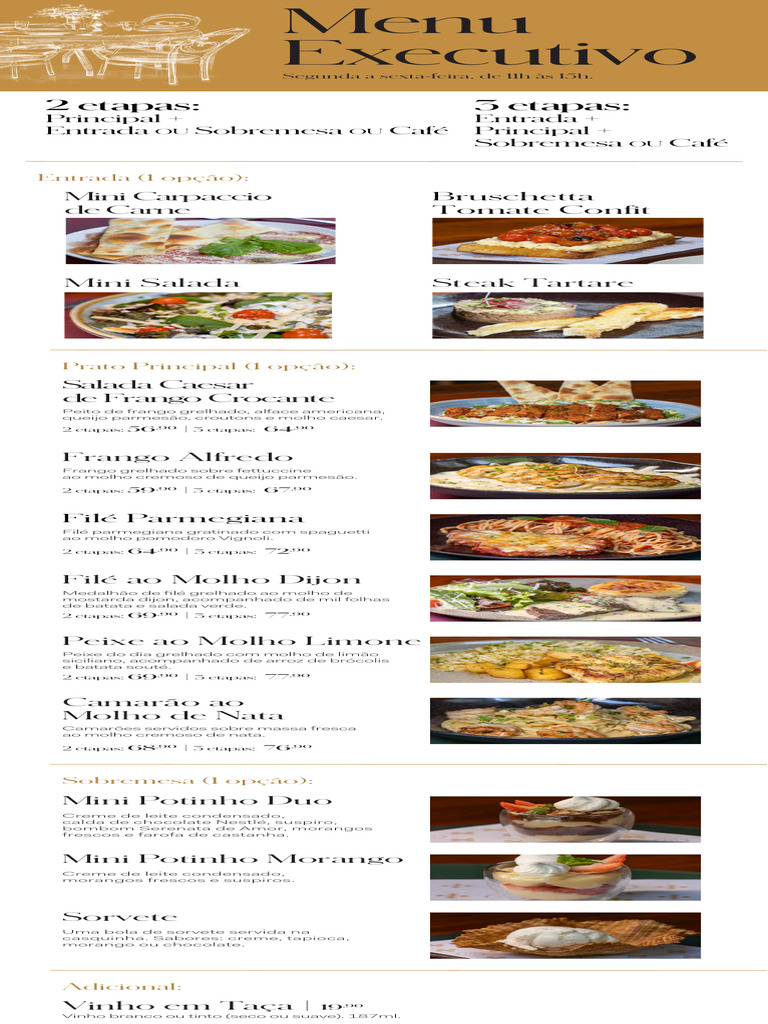 Menu Executivo: Pratos e Preços | PDF