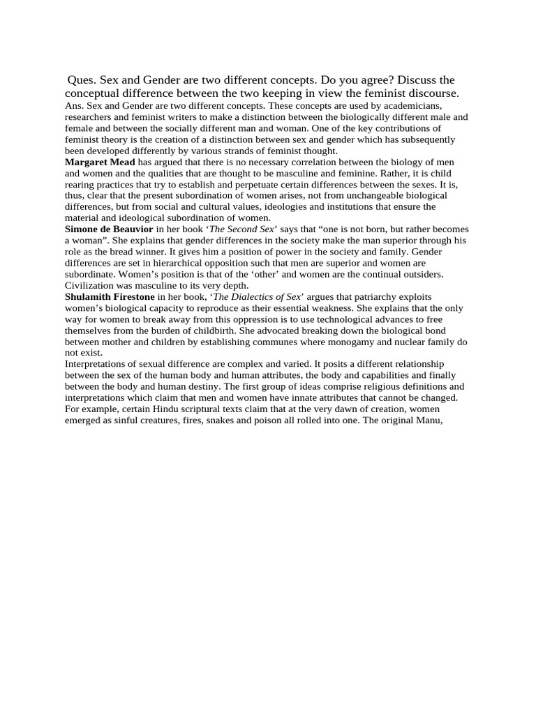 Distinctions in Sex and Gender Discourse | PDF | Gender | Gender Studies